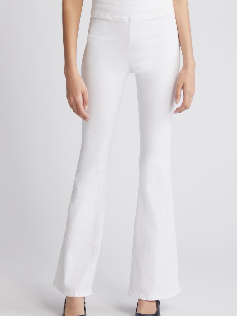 Frame Denim Clean White High-Rise Flare Jeans